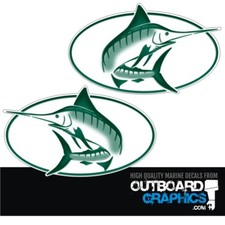 Pair of full colour Bayliner Trophy Marlin stickers/decals (green)