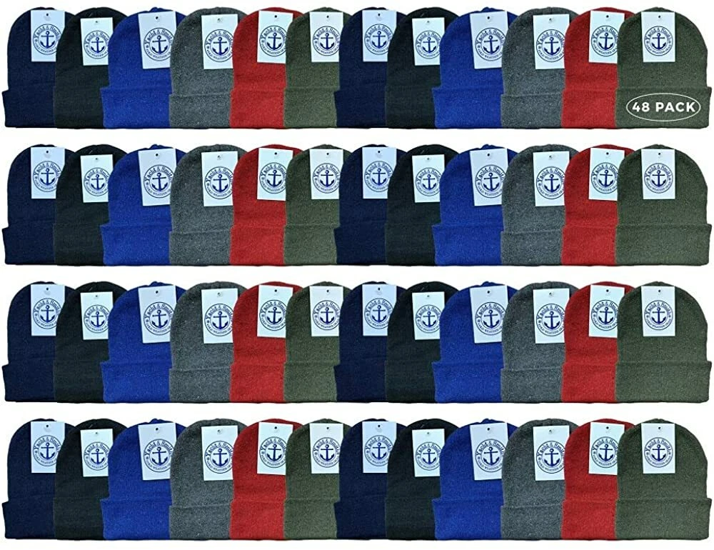 Yacht & Smith 48 Pack Wholesale Thermal Winter Cold Resistant Beanies Cap Unisex