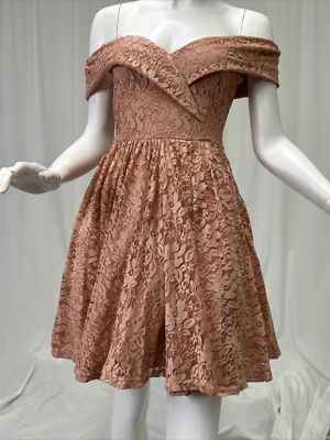 short coral lace dress Perry Guava Lace Overlay Short Dress