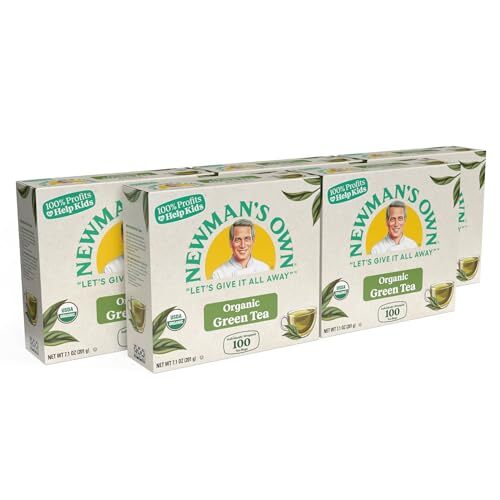 Newman's Own Organics Green Tea, 100 Individually Wrapped Tea  Assorted Sizes 