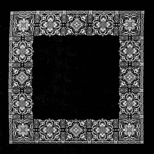 Carolina Creative Bandanna BLACK Open Center Paisley Print 22" x 22" Hav-A-Hank