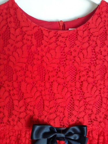 Bonny Billy Long Sleeve Red Lace Girls Dress Size 7-8 - Picture 3 of 7