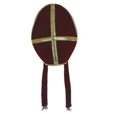 Bishop Pope Mitre Clergy Costume Prop Headgear Burgundy Hat