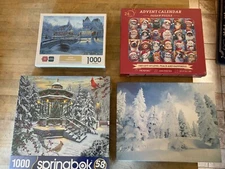 Lot of 4 Sealed NOS Puzzles Christmas Winter Theme