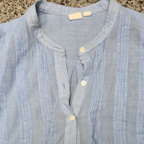GAP Linen Blend Tunic Top Long Sleeve Button Down Light Blue Shirt M - Picture 6 of 6