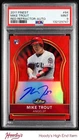2011 Finest Rookie Red Refractors #84 Mike Trout RC AUTO 20/25 PSA 9 MINT Angels