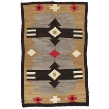 Southwest Native American Indian Boho Ganado Navajo Wool Rug Two Grey Hill Rugs
