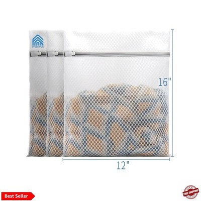3Pcs Durable Honeycomb Mesh Laundry Bags for Delicates 12 x 16 Inches 3 Medium