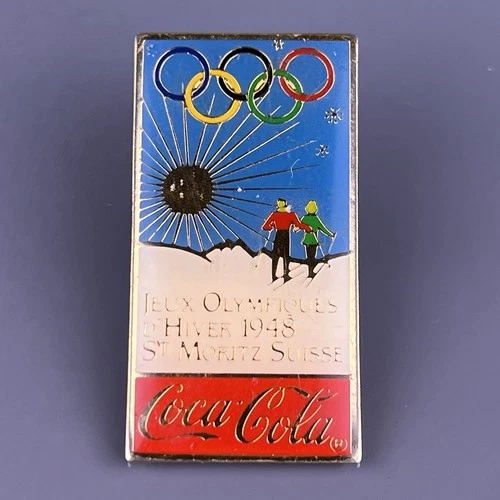 Coca-Cola 1948 St. Moritz Winter Olympic Past Games Sponsor Pin Switzerland VTG