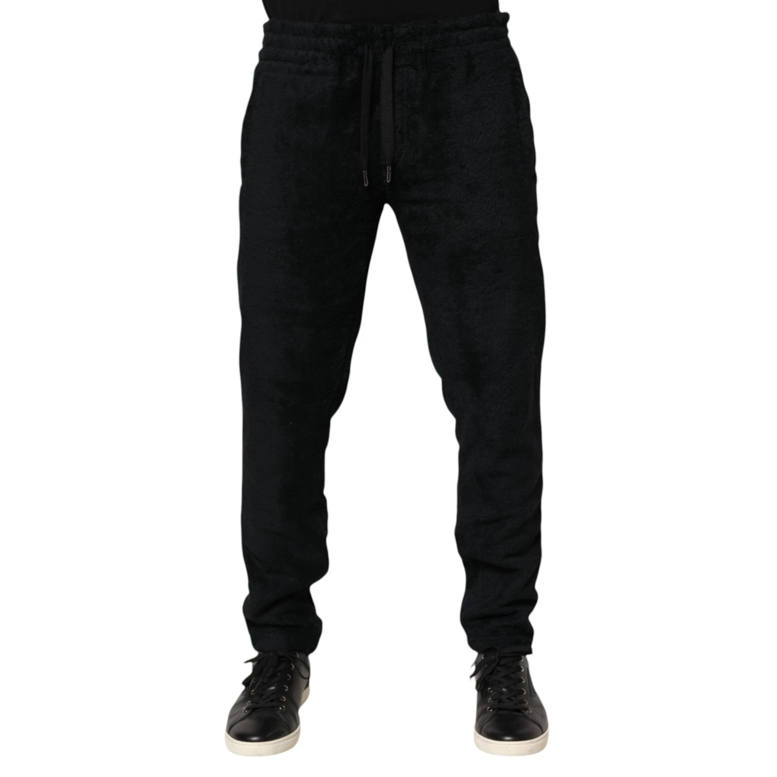 DOLCE & GABBANA Pants Black Cotton Logo Men Jogger Sweatpants IT46/W32/S 1200usd