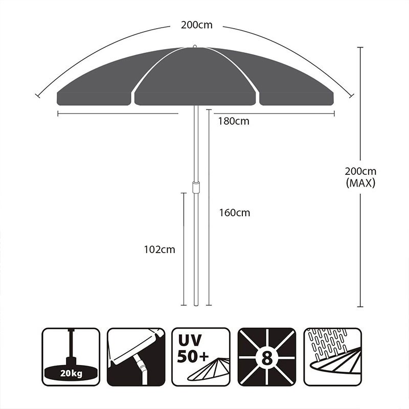 parasol jardin réglable – vue détaillée