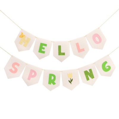 Felt Hello Spring Banner   Pastel Springtime Hanging Decoration, Farmhouse Sp...