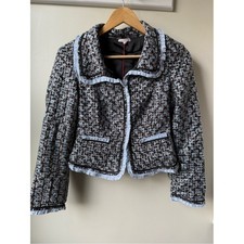 NWT FRANCES VALENTINE Jessie Lady Jacket Deco Tweed Blue Metallic Woven XS