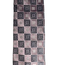 STEVEN LAND Silk Tie + Pocket Square The Big Knot Pink Gray Checkered Necktie