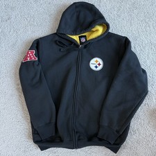 Vintage Pittsburgh Steelers NFL Fleece Lined Hooded Full Zip Jacket / size XL