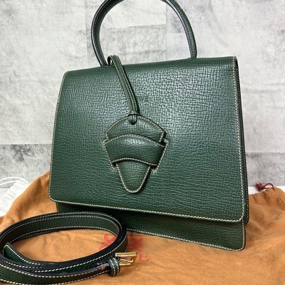LOEWE Barcelona 2Way Leather Handbag Shoulder Bag Green Pre-Owned Women