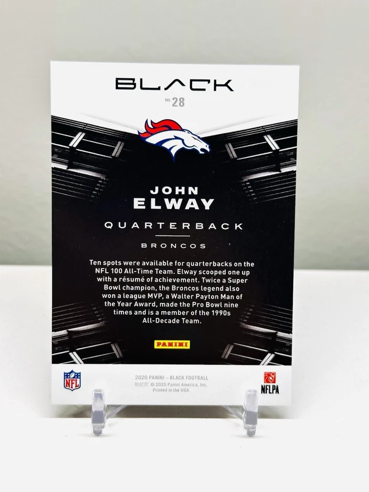 2020 Panini Black John Elway Denver Broncos #28 - Image 3 of 3