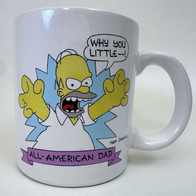 #ad Homer Simpson Mug Vintage 1990 The Simpsons All American Dad Coffee Cup $16.99