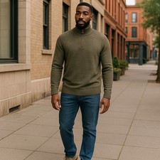 Croft  Barrow Mock Neck Quarter Zip Sweater, Size LT, Men's - Army Olive Green