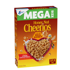 Honey Nut Cheerios, Heart Healthy Gluten Free Breakfast Cereal, Mega Size, 27.2