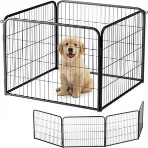 Dog Playpen Outdoor Indoor 24 Inch 4 Panels Dog Fence for Small Dogs Puppy Black
