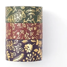  Gold Veins Washi Tape Gorgeous Foil Masking Tape Set Decorative Floral Leaves
