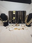 Vtg Now Gold Mixed Bulk Costume Jewelry Lot Necklace Bracelet Earrings #1028