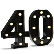 Black Light Up Numbers 40th Birthday Decorations Marquee Plastic Sign Gift