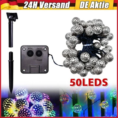 50tlg LED marokkanische Solar-Garten-Lichterkette Aufhängen für Außenbereich DE - Bild 1 von 4