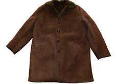 Vintage PAUL H. KEEN Shearling Sheepskin Coat Long Chocolate Brown Mens XL