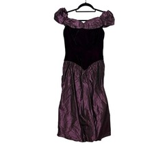 Vintage Size 6P Purple Velvet Midi Dress Renaissance Victorian Whimsigoth Fairy