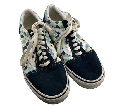 Vans Old Skool Checkerboard Light Blue/Blue Shoes Lace Up Size Men 8.5 Women 10