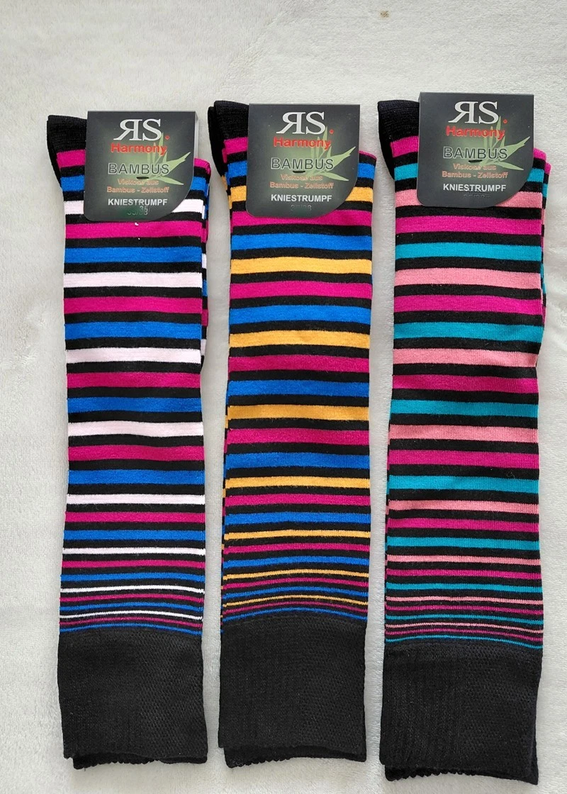 GoGou 3 Paia Di Calzini Alti Al Ginocchio Da Ragazza/donna, Calzini A Righe, Collant Tubolari A Righe Sottili, Calze Casual A Stivale Alto, Stile Classico, Taglia 36-38, Multicolore, 36