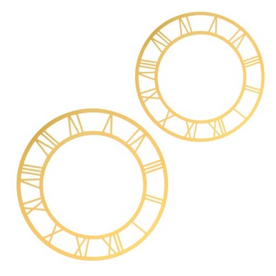 2 Pcs Wall Clock Sticker Mirror DIY Face Decorative Golden Mirrors