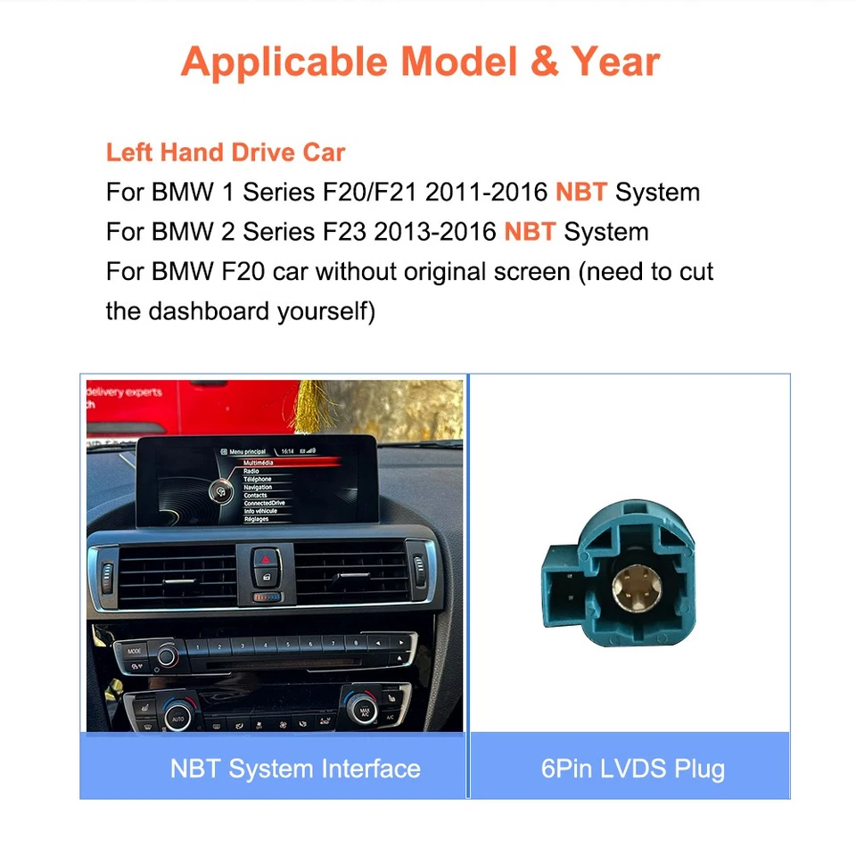 10.25" Touchscreen For BMW 1/2 Series F20 F21 F23 NBT System Carplay Mirrorlink - Photo 3/4