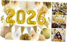 White Gold Party Decorations 2026 New Year Party Decorations Tissue Paper Pom