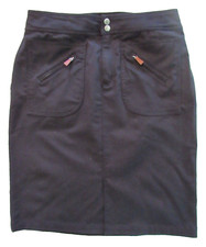 Lauren Ralph Lauren Skirt SZ 10 Pencil Straight Stretch Cotton Leather Zip Pulls