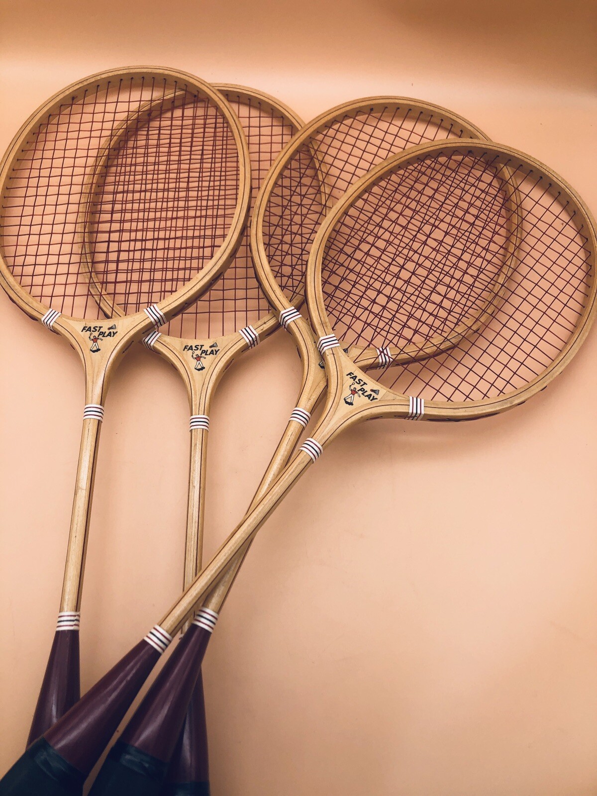 Vintage Set Of 4 Marca Registrada Spalding Fast Play Badminton Racquets eBay