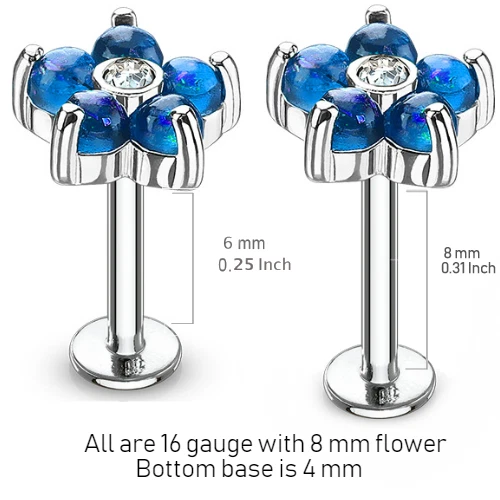 16g Gem Stainless Steel Labret Lip Monroe Tragus Ring Stud Medusa Piercing - Image 4 of 4