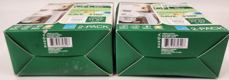 2 Boxes 4 Greenlite 13W ELS-U 27K/2 Ultra Mini T2 Spiral 2700K Soft White Bulbs - Image 4 of 4