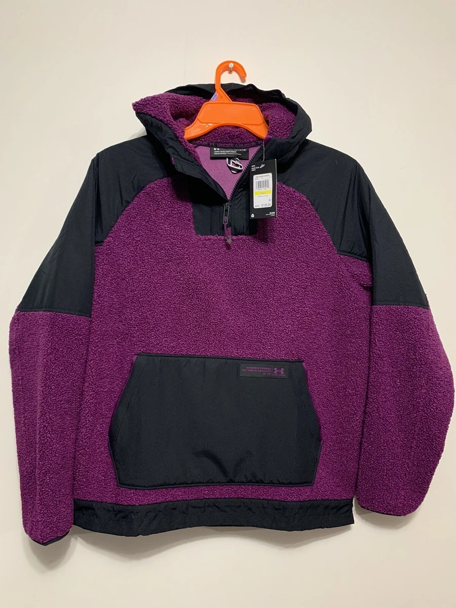 Under Armour UA Anorak Jacket Mens M Purple Black Pullover Fleece
