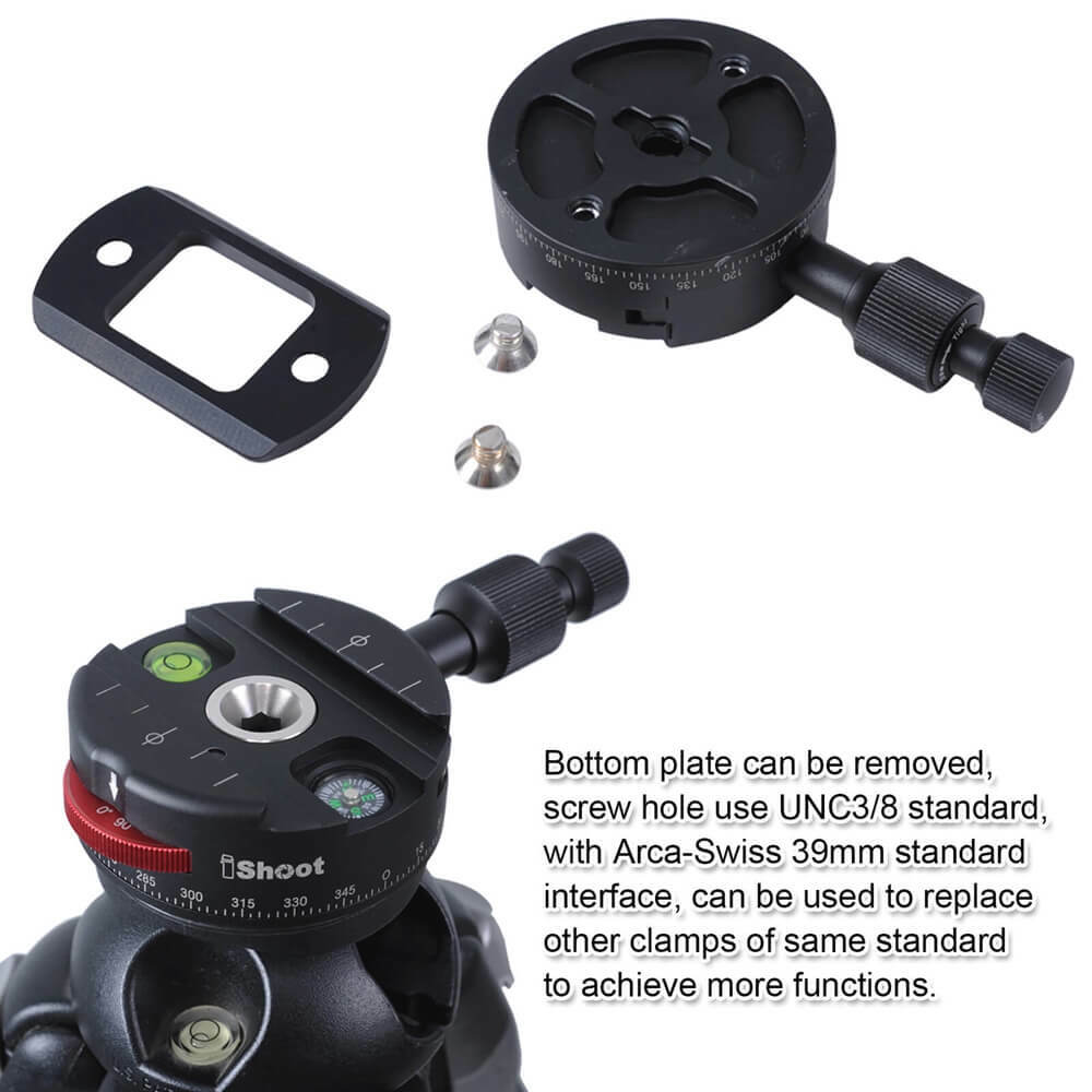 360ºCoaxial Indexing Fluid Panning Panorama Panoramic Clamp for Tripod Ball Head - Foto 5 di 16