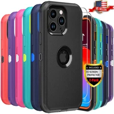 For iPhone 15 Pro Max 15 Case Shockproof Cover+Tempered Glass Screen Protector