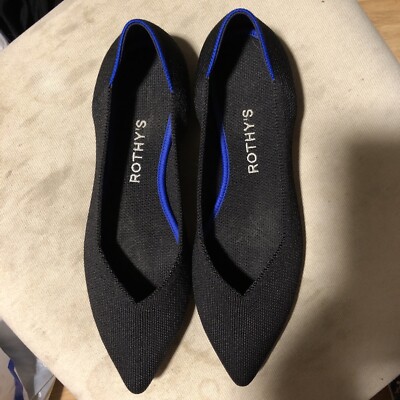 Rothy's Solid Black Pointed Toe Flats Women's Size Slip-on