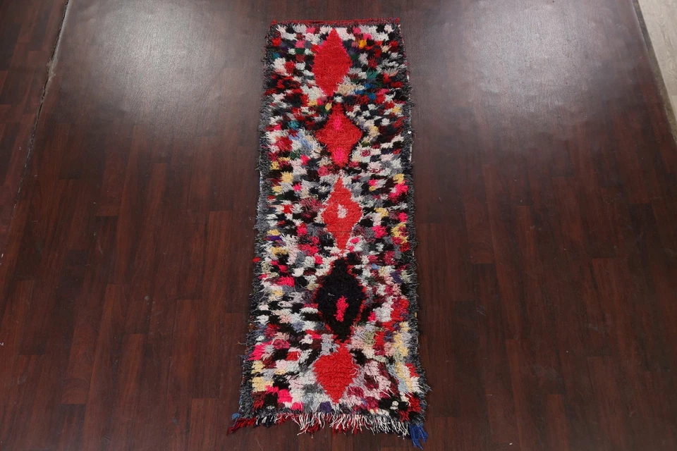 Memorial Deal Thick-Plush Antique Moroccan Oriental Runner Rug Wool Handmade 3x8 - Image 2 of 4