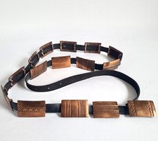 Vtg 50s 60s NAVAJO CONCHO BELT Santa Clara del Cobre stamp DETAILED COPPER OOAK