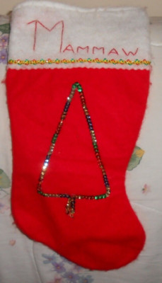Vintage MAMMAW Christmas Stocking with Sequin Tree 15 1/2''