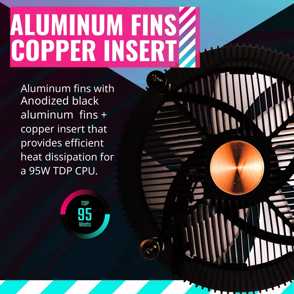 Cooler Master LGA1200 115X Copper Core Heatsink Cooling Fan ARGB Anodized Black - Image 3 of 4