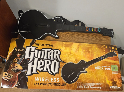TESTED Official Xbox 360 Guitar Hero Wireless Les Paul Controller With Box
