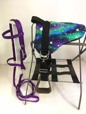  MINIATURE HORSE / SM PONY BAREBACK SADDLE PAD SET - STARY NITE-  BITLESS BRIDLE